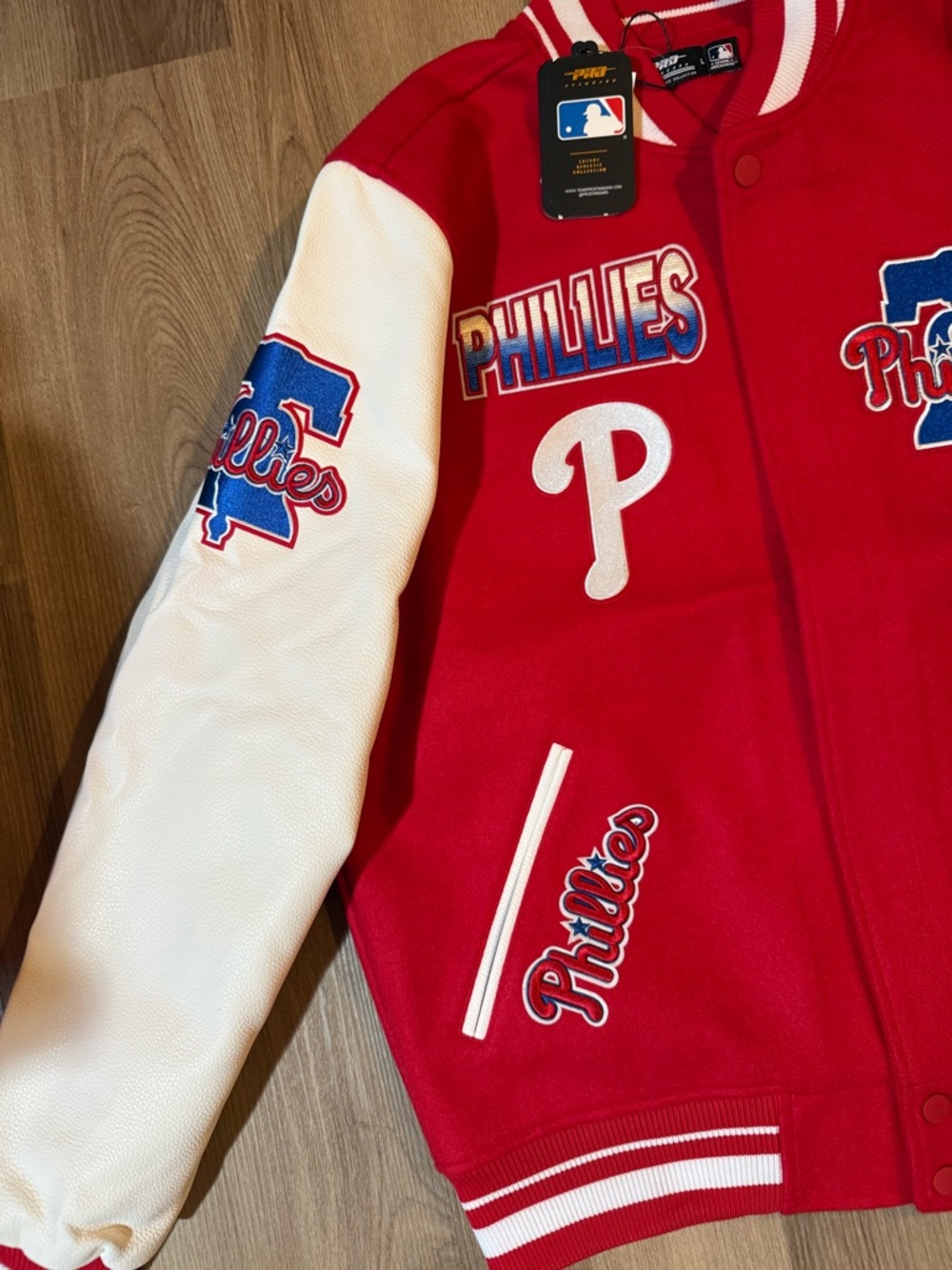 Philadelphia Phillies Red & White Varsity Bomber Jacket